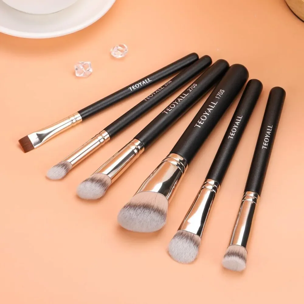 Teoyall 2Pieces Black 170S/270S Angled Synthetic Kabuki Cosmetic Brush Set